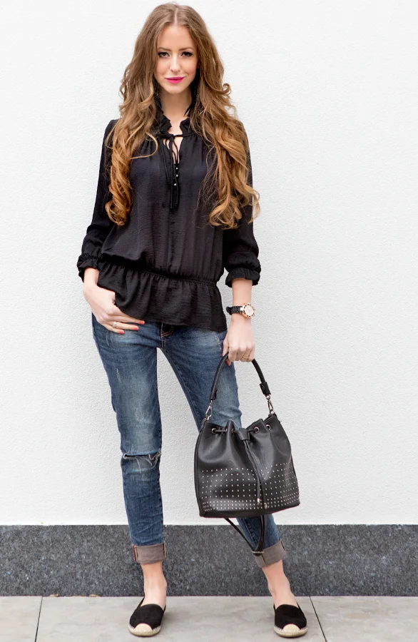 Pouch Bag Black Studs