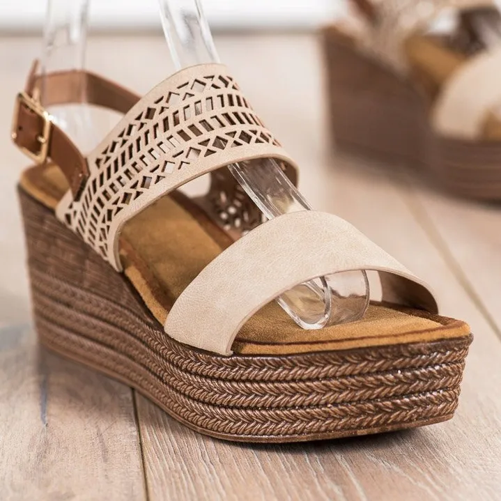 S. BARSKI Beige Sandalen Na Koturnie S.BARSKI bruin