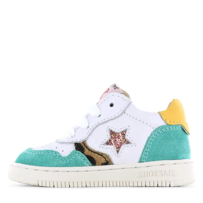 Shoesme wit turquoise sneakertje