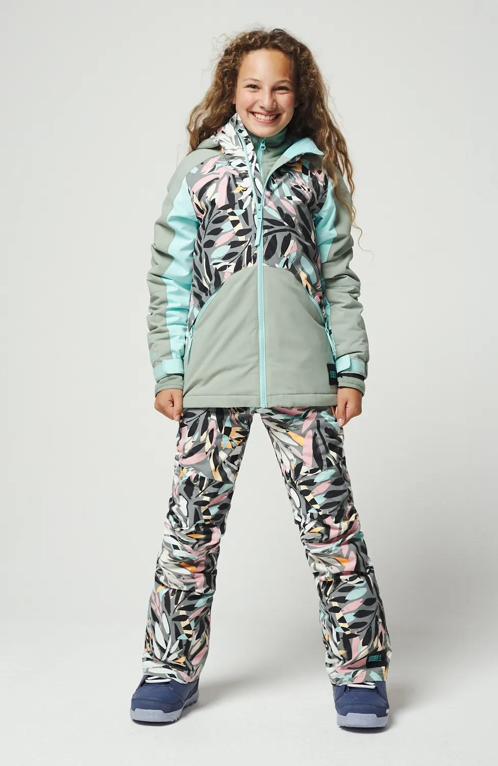 Ski Jas O'Neill Girls Allure Jacket Green Aop W/ Blue