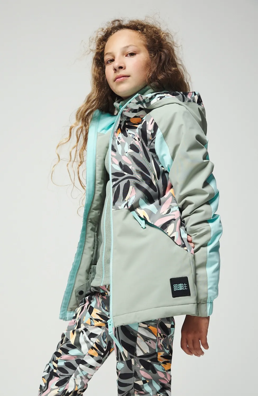 Ski Jas O'Neill Girls Allure Jacket Green Aop W/ Blue