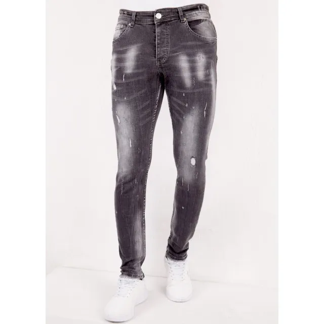 True Rise Slim fit jeans met scheuren slm