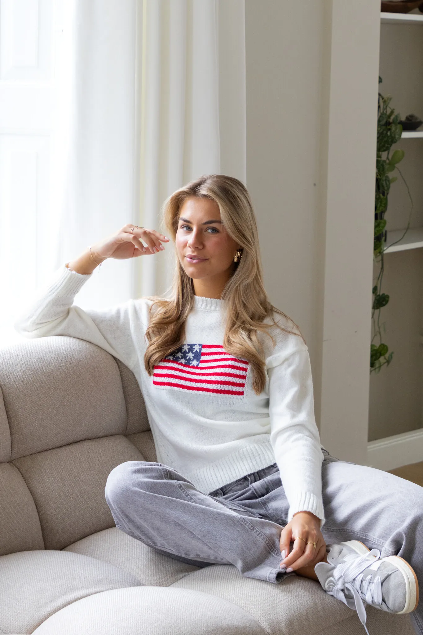 Trui America wit Amerikaanse vlag trui
