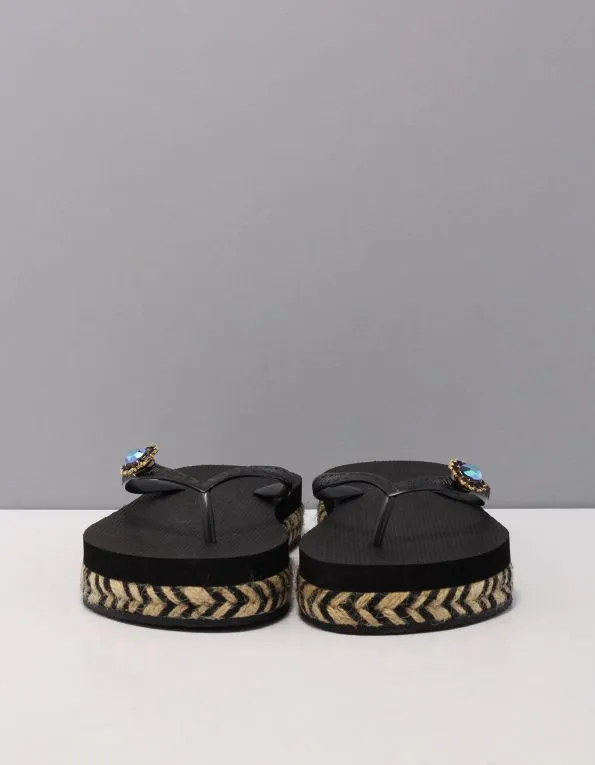 UZURII RAFFIA SWITCH  FLIPFLOPS  DAMES  ZWART