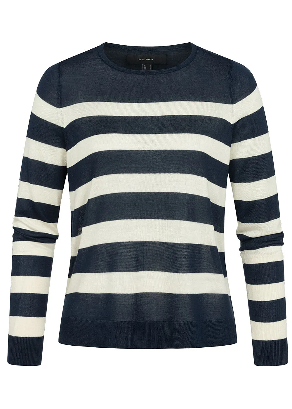 VERO MODA DAMES NOOS VISCOSE TRUI MET VHALS EN STREPEN MARINEBLAUW BEIGE