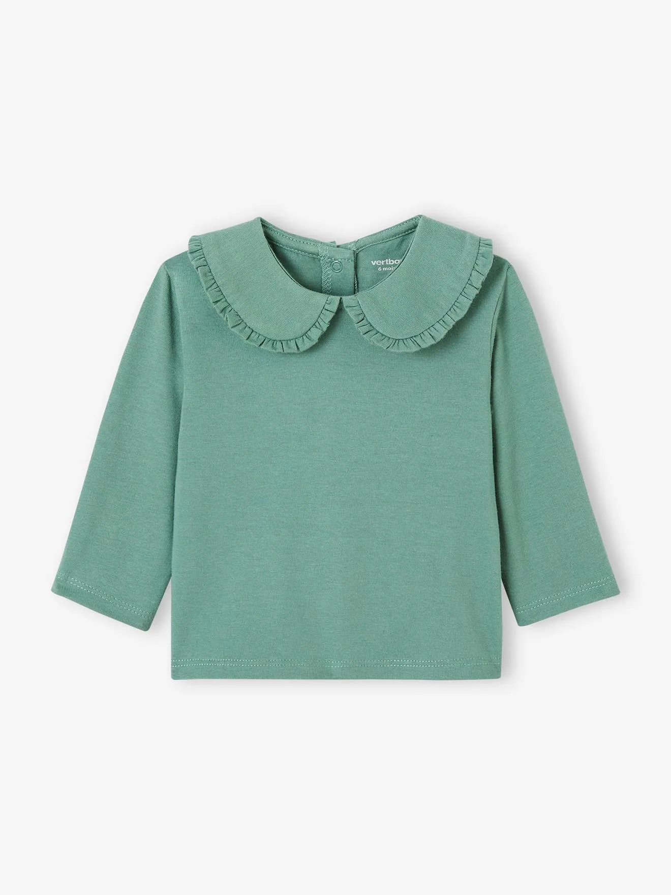 VERTBAUDET  BABY TSHIRT MET LANGE MOUWEN EN CLAUDINEKRAAG  SMARAGDGROEN