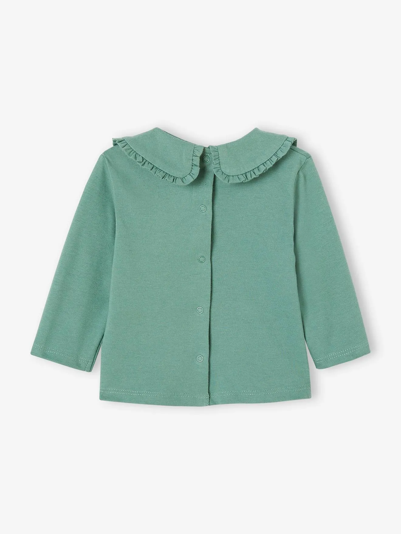 VERTBAUDET  BABY TSHIRT MET LANGE MOUWEN EN CLAUDINEKRAAG  SMARAGDGROEN