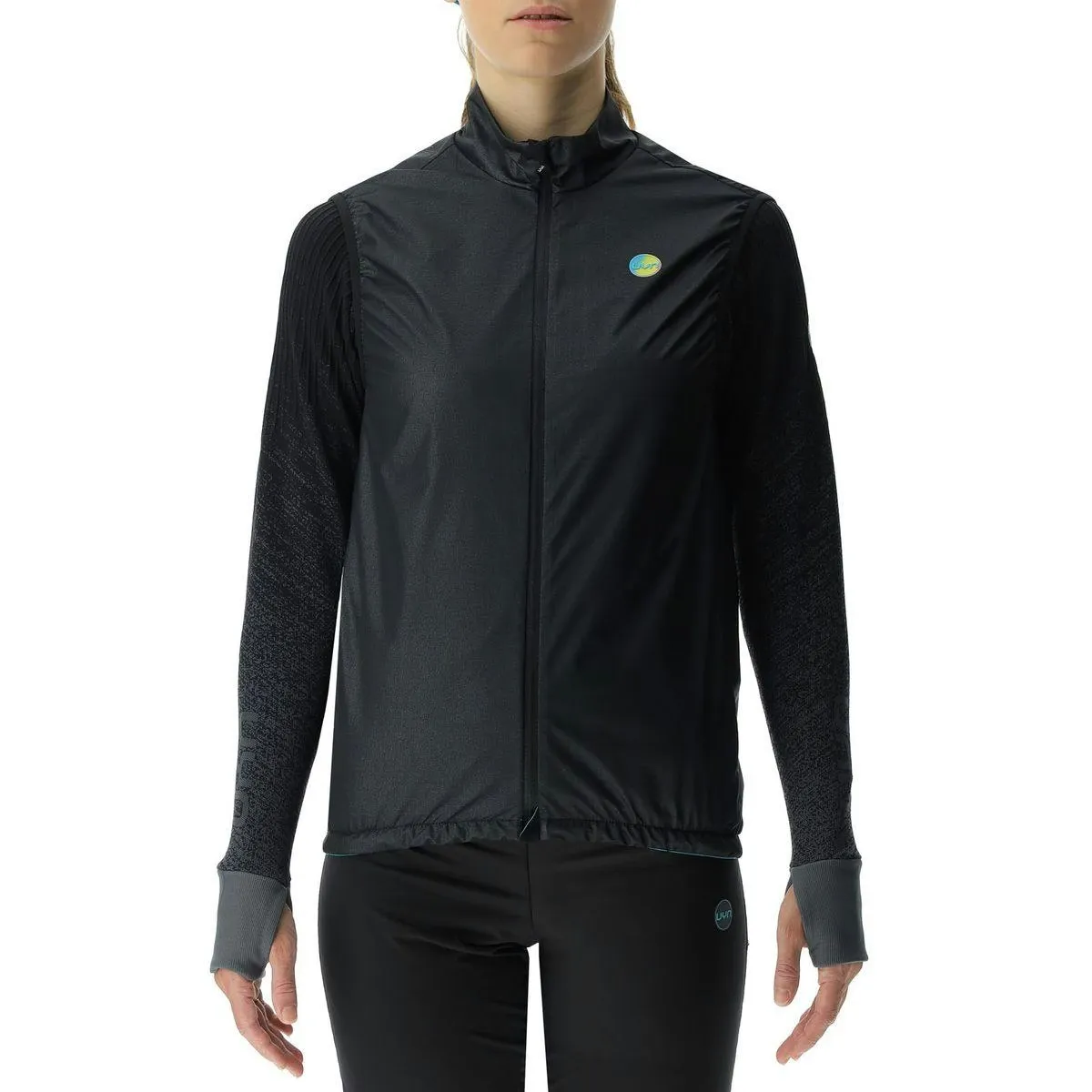 Vest UYN Women Running Coreshell Vest Blackboard Melange Black