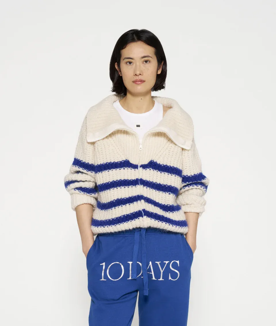 zip cardigan knit stripes 10DAYS