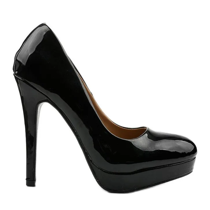 Zwart hoog gelakte stiletto's LU107